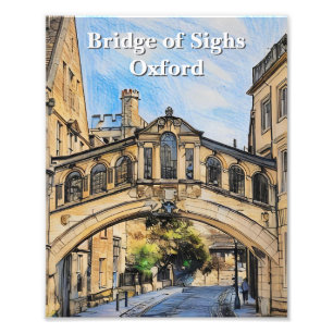 Brug van Zuchten in Oxford Pencil Sketch Foto Afdruk