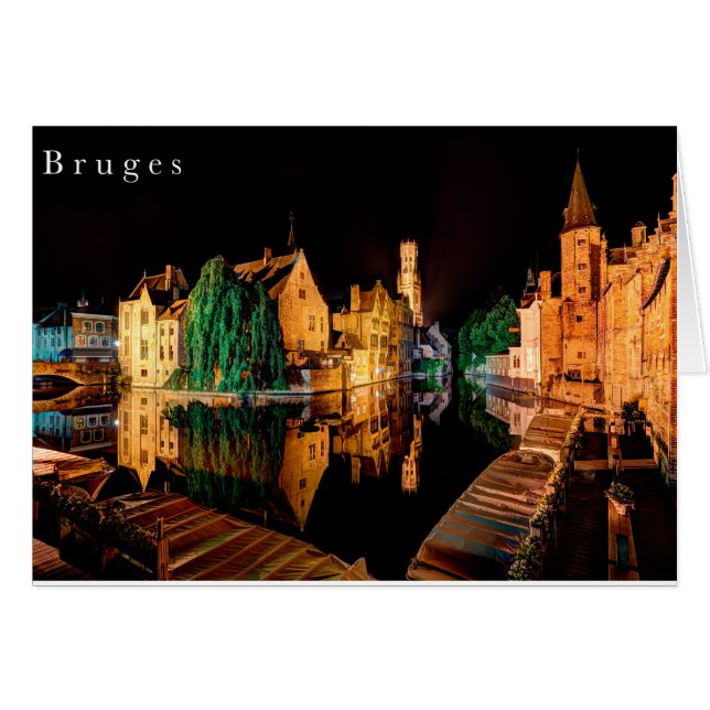Bruges at night card (Voorkant Horizontaal)