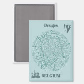 Bruges, Belgique Carte Magnet (Recto/Verso)