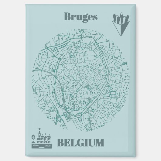 Bruges, Belgique Carte Magnet (Recto)