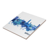 Bruges Belgium Skyline Blue Tegeltje (Zijkant)