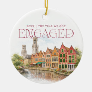 Brugge België Aquarel Verlovingsfoto Keramisch Ornament