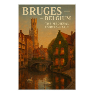 Brugge, België – De middeleeuwse sprookjesstad. Perfect Poster