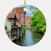 Brugge, België landschapsfoto Keramisch Ornament (Achterkant)