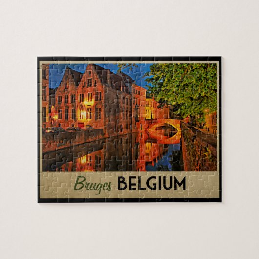 Brugge België 's nachts Legpuzzel (Horizontaal)
