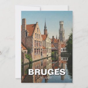Brugge België Travel Souvenir Vintage Feestdagenkaart