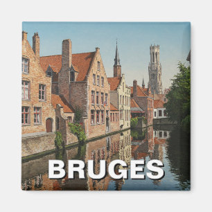 Brugge België Travel Souvenir Vintage Magneet
