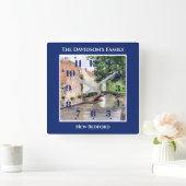 Brugge België Waterverf Blue Square Lijst Vierkante Klok (Huis)