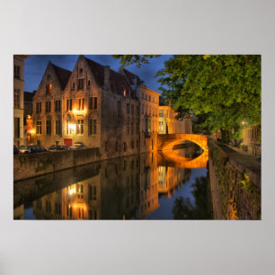 Brugge Belgium Dusk Canal Poster