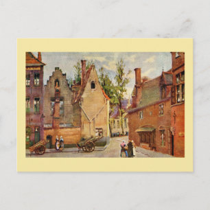 Brugge Place des Tanneurs litho aquarelle Briefkaart