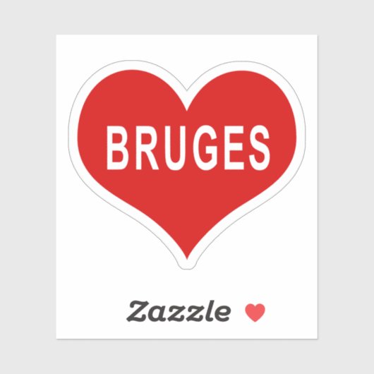 BRUGGE Rood Liefde Hart Vinyl Sticker (Vel)