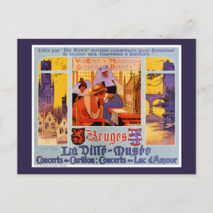 Brugge Vintage Reizen Poster teruggezet Briefkaart