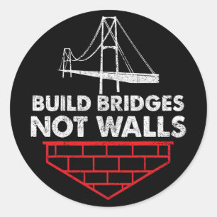 Bruggen bouwen, geen muren tegen Trump Ronde Sticker