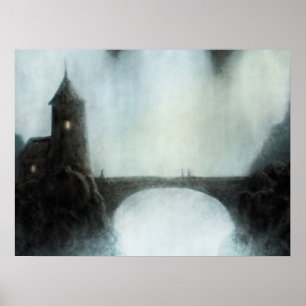 bruggen ontmoeten fantasie landschap poster