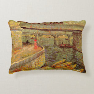 Bruggen over de Seine, Asnieres door Vincent van G Decoratief Kussen