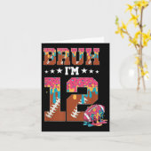 Bruh 12th Birthday Boy Football Ice Cream Drip 12 Kaart (Gele Bloem)