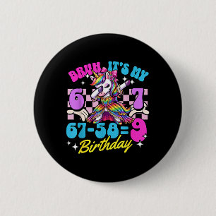 Bruh 67-589 9e verjaardag eenhoorn dabbing meisje ronde button 5,7 cm