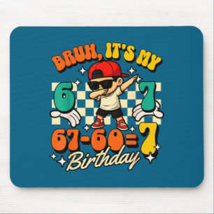 Bruh 67-60=7 7de verjaardag cool boy dabbing feest muismat