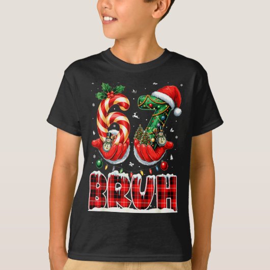 Bruh 67 Christmas 6 7 Meme Pajamas Holiday Gen Alp T-shirt (Voorkant)