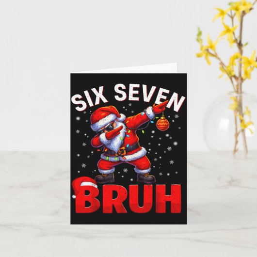 Bruh 67 Dabbing Santa Funny Meme Six Seven Christm Kaart (Gele Bloem)