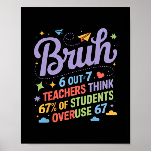 Bruh 67 Leraren Meme Grappige School Citaat Poster