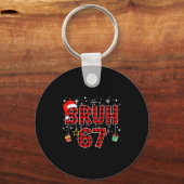Bruh 67 Meme Funny Christmas Red Plaid Xmas Pajama Sleutelhanger (Voorkant)