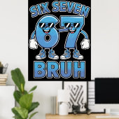 Bruh 67 Meme Grappige Retro Script Slang Kledingst Poster (Thuiskantoor)