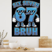 Bruh 67 Meme Grappige Retro Script Slang Kledingst Poster (Keuken)