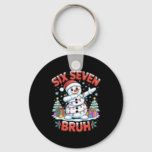 Bruh 67 Six Seven Snowman Dabbing Christmas Shirts Sleutelhanger (Voorkant)
