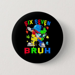 Bruh 67 zes zeven puzzel dabbing autisme bewustzij ronde button 5,7 cm