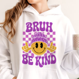 Bruh Be Kind Happy Face Beanie Paars Hoodie