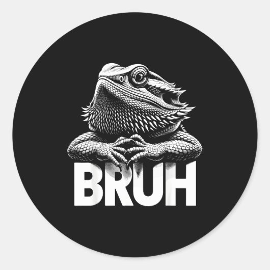 Bruh Bearded Dragon  Ronde Sticker (Voorkant)