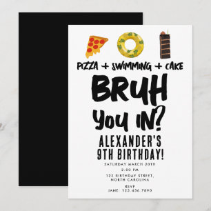 Bruh, ben je binnen? Jongen Tiener Verjaardag Pizz Kaart