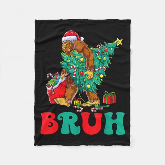 Bruh Bigfoot Christmas Funny Christmas Tree Xmas S Fleece Deken (Voorkant)
