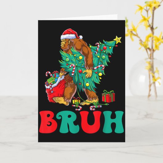 Bruh Bigfoot Christmas Funny Christmas Tree Xmas S Kaart (Gele Bloem)