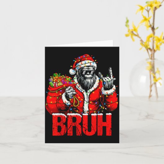 Bruh Bigfoot Christmas Funny Sasquatch Xmas For Me Kaart (Gele Bloem)