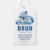 BRUH.. Blauw zwembad jongen verjaardag dank u Cadeaulabel (Voorkant)