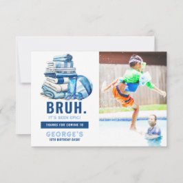 BRUH Blauwe Zwembad Feest Jongens Verjaardag Bedankkaart