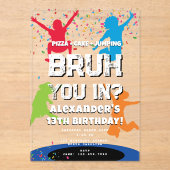 Bruh Boy's Birthday Party Teenager Jump Trampoline Acryl Uitnodigingen (Voorkant)