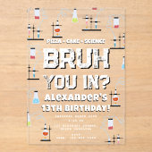 Bruh Boy's Birthday Party Teenager Science Theme Acryl Uitnodigingen (Voorkant)