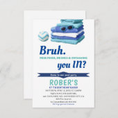 BRUH Boys Blue Pool Party Anniversaire Invitation (Devant / Derrière)