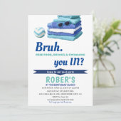 BRUH Boys Blue Pool Party Anniversaire Invitation (Debout devant)