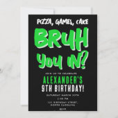 Bruh Boy's Teenager Teen Boy Green Verjaardagsfees Kaart (Voorkant)