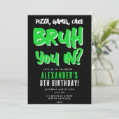 Bruh Boy's Teenager Teen Boy Green Verjaardagsfees Kaart (Staand voorkant)