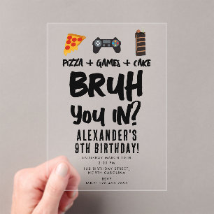 Bruh Boy's Teenager Verjaardagsfeestje Teen Boy Pi Acryl Uitnodigingen