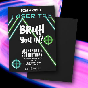 Bruh Boy's Verjaardag Neon Laser Tag Kaart