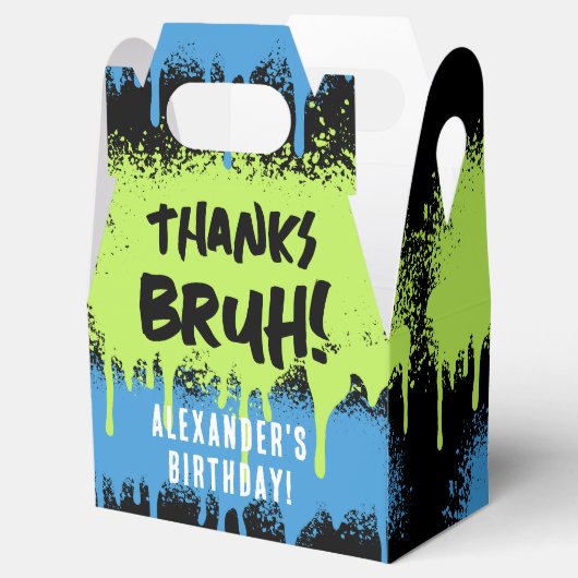 Bruh Boy's Verjaardagsfeest Neon Graffiti Groen Bl Bedankdoosjes (Geopend)
