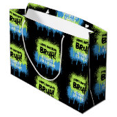Bruh Boy's Verjaardagsfeest Neon Graffiti Groen Bl Groot Cadeauzakje (Achterkant Gekanteld)
