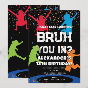 Bruh Boy's Verjaardagsfeest Teenager Spring Trampo Kaart