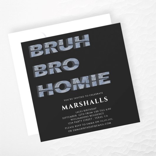 bruh bro homie typographie 3D Invitation